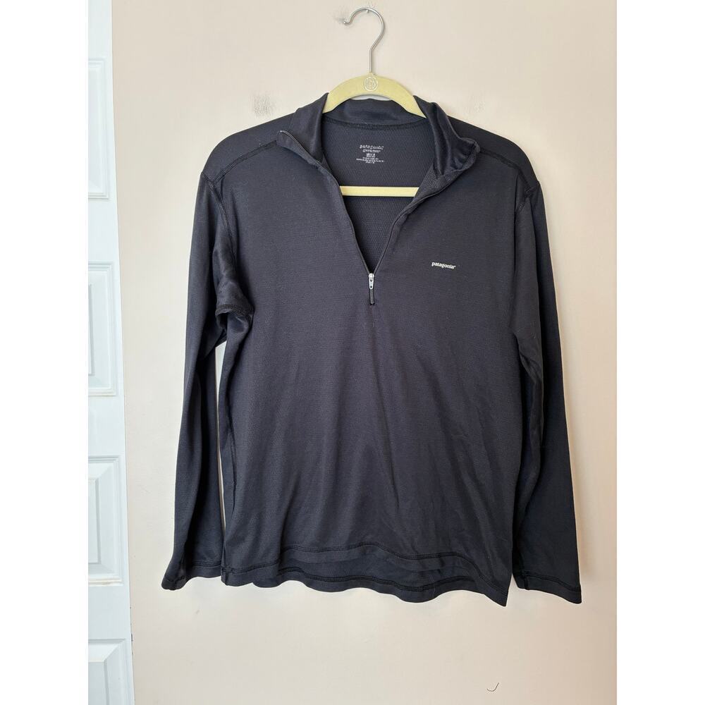 Patagonia Vintage Men's Midweight Capilene 1/4 Zip Black Pullover Men's Medium